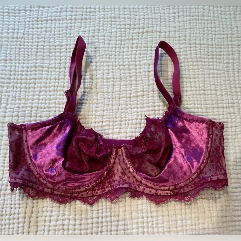 Victoria's Secret Dream Angels Push-Up W/O Padding Bra 34D Velvet Fuchsia Pink - Picture 6 of 14
